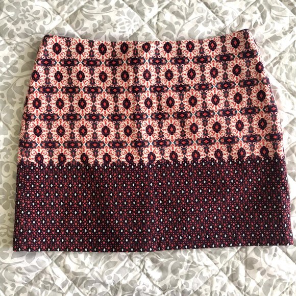 TOPSHOP Red tile border skirt 4 - Picture 7 of 10